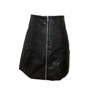 H&M Divided Size 0 Black Faux Leather A-Line Skirt with Front Zipper